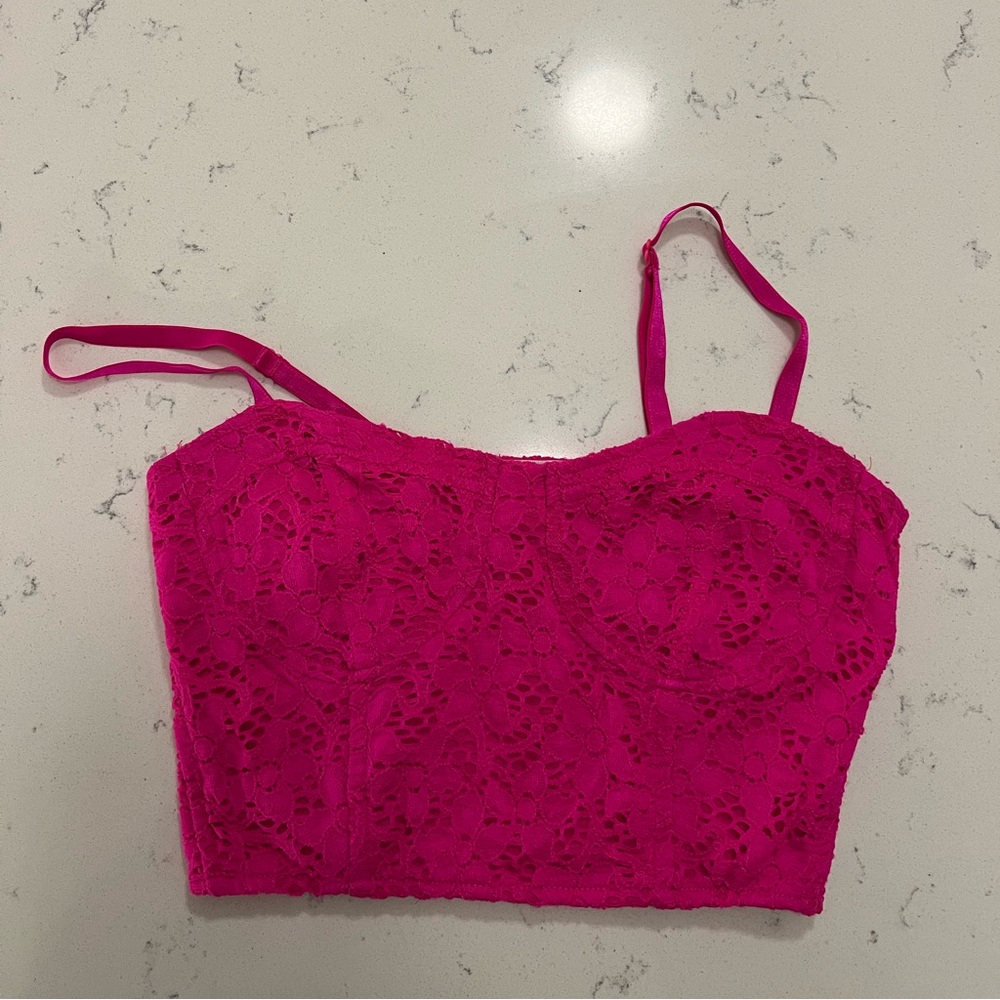 Hot pink bralette crop top